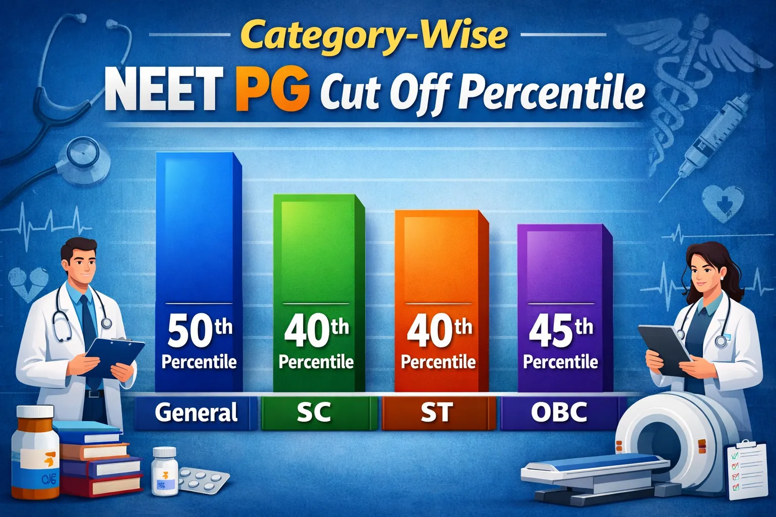 Category-Wise NEET PG Cut Off Percentile: General, SC, ST, OBC